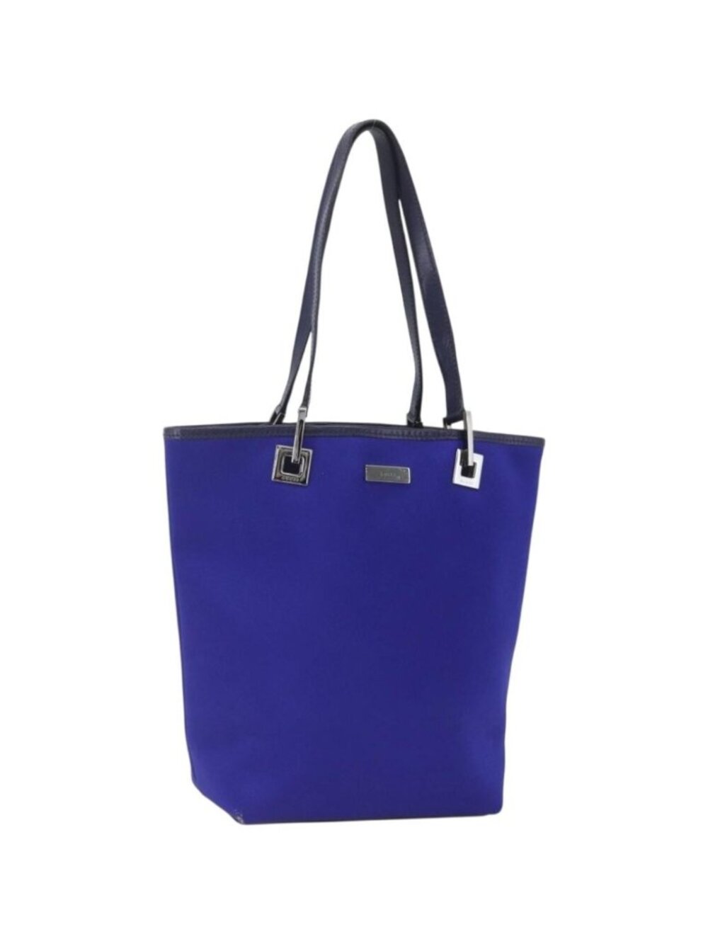 GUCCI Tote Bag Nylon Leather Blue Silver 002 1099